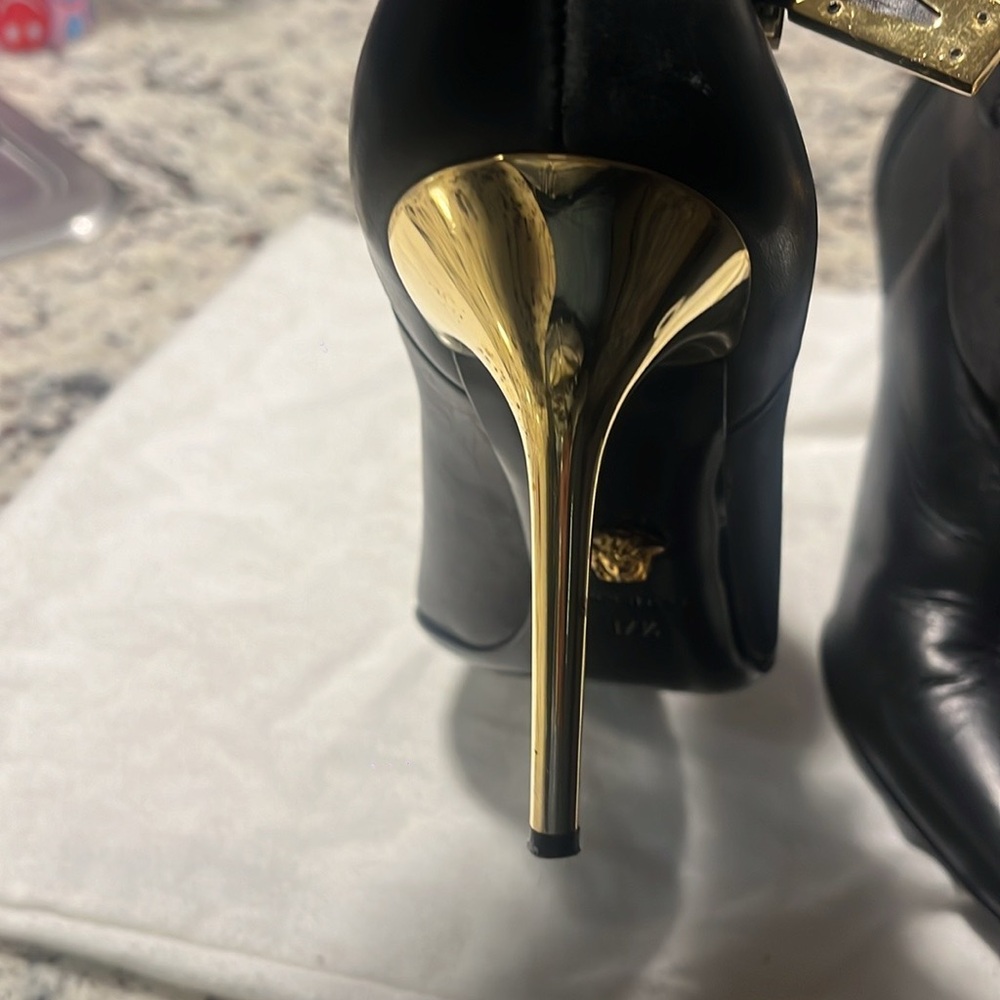 Versace leather heel boots size 37 1/2 USA size 7 - Picture 6 of 12